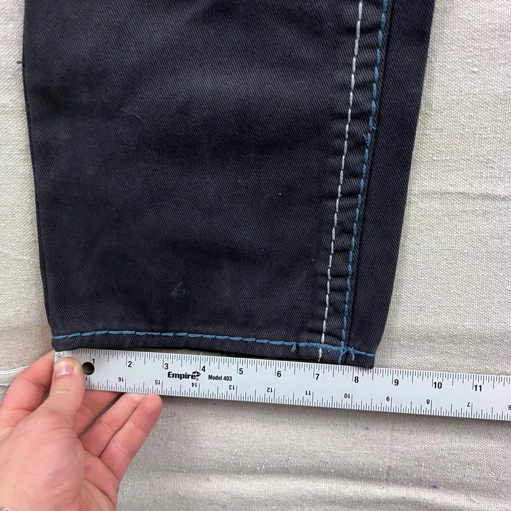 True Religion Ricky Super T Jeans Mens 34 Dark Wash Contrast Stitch Straight Leg